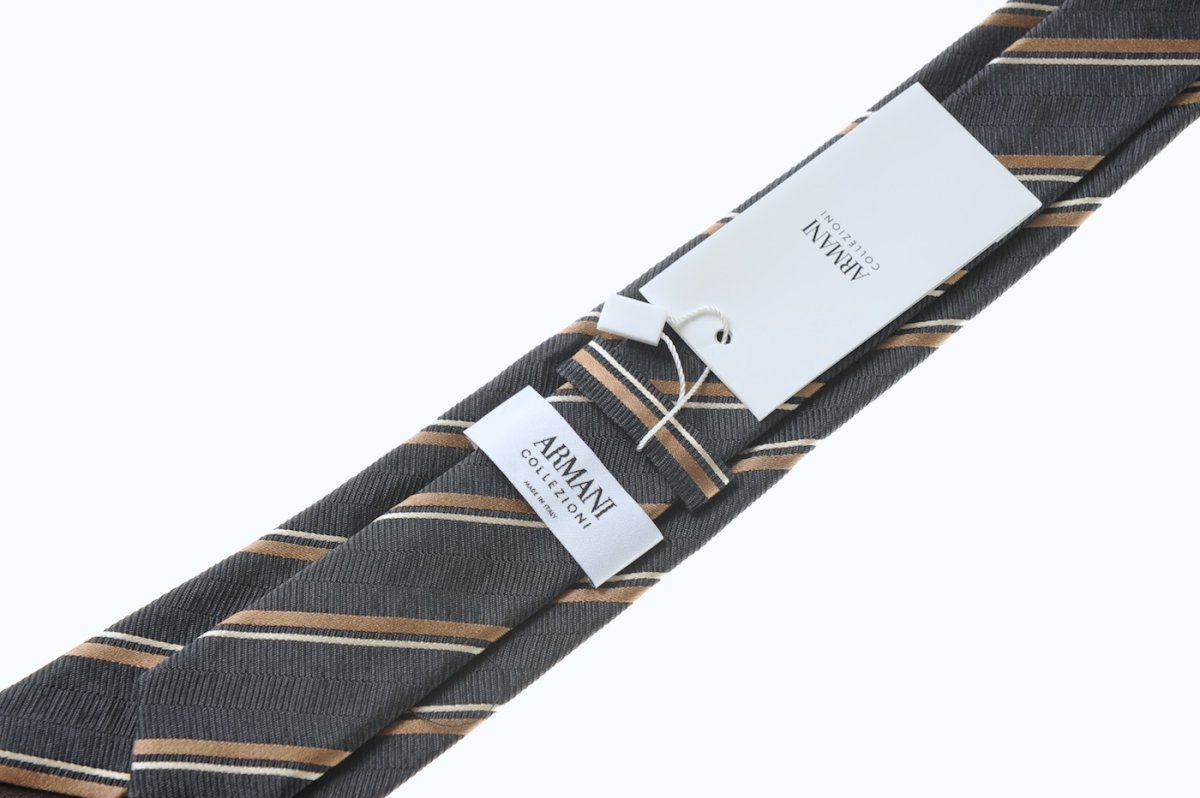 画像3: アルマーニコレツィオーニ ネクタイ ストライプ　黒x茶 (3)