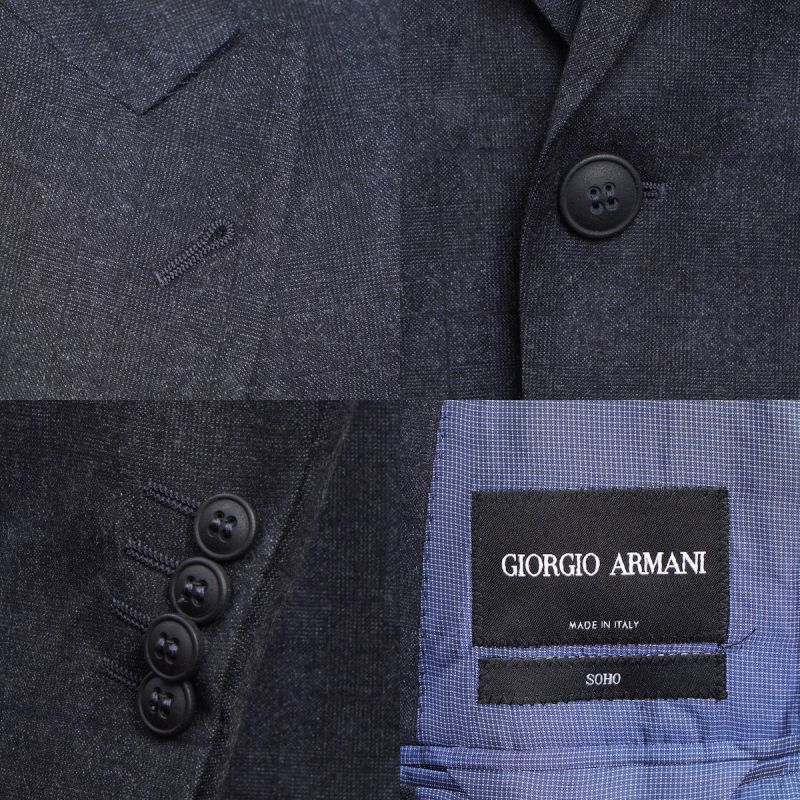 ジョルジオアルマーニ黒ラベル ウール 「SOHOモデル」チェック柄スーツ（56）A/W